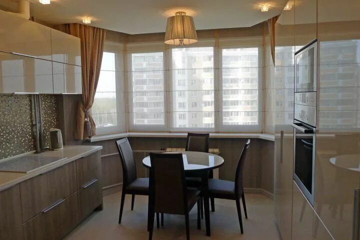 Кухня с эркерным окном дизайн фото Дизайн кухни п44 с воздуховодом: как правильно обыграть неправильную геометрию к