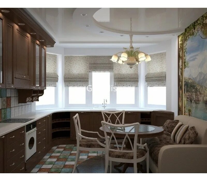 Кухня с эркерным окном дизайн фото Купить кухню с мойкой в углу "ЭЛЬЗА" размер 1,6 метра напрямую с фабрики Grandis