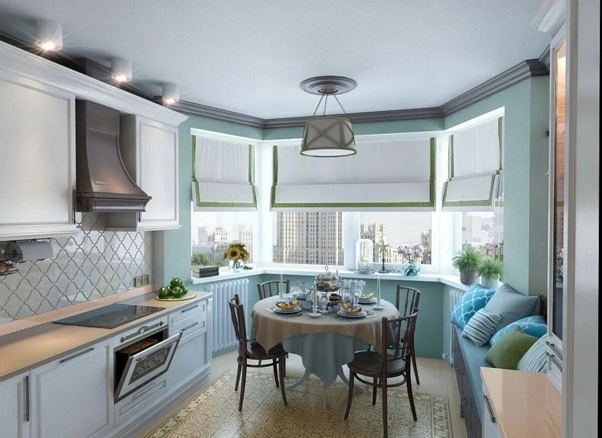 Кухня с эркером дизайн Интерьер и дизайн кухни 12 квадратных метров