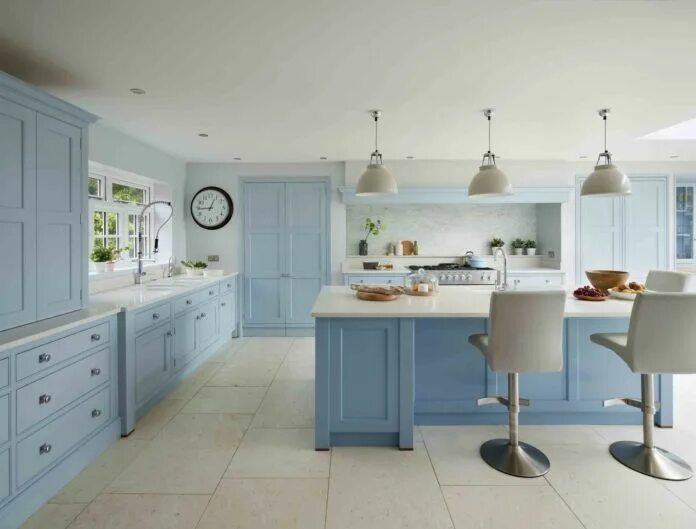 Кухня с голубыми стенами интерьер 17 Calming Inspirations of Using Blue Kitchen Island Blue kitchens, Blue kitchen