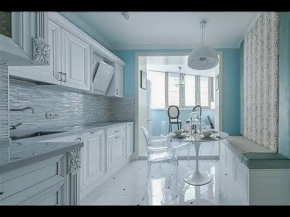 Кухня с голубыми стенами интерьер Кухня, совмещенная с лоджией - #дизайн кухни #лоджия в 2020 г Для дома, Дизайн, 