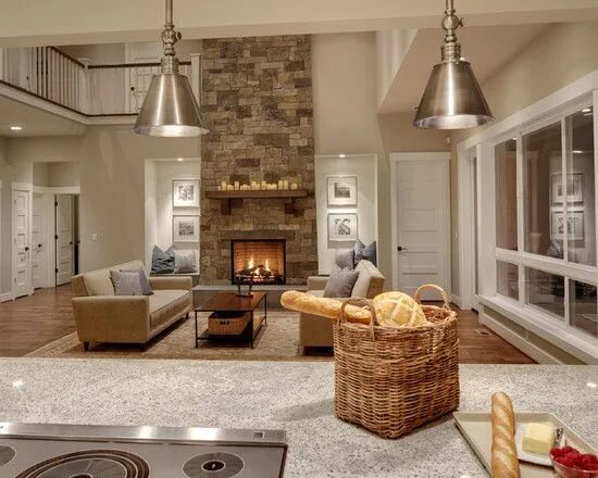 Кухня с камином дизайн в доме love the mix of modern and rustic Door design interior, Contemporary family room