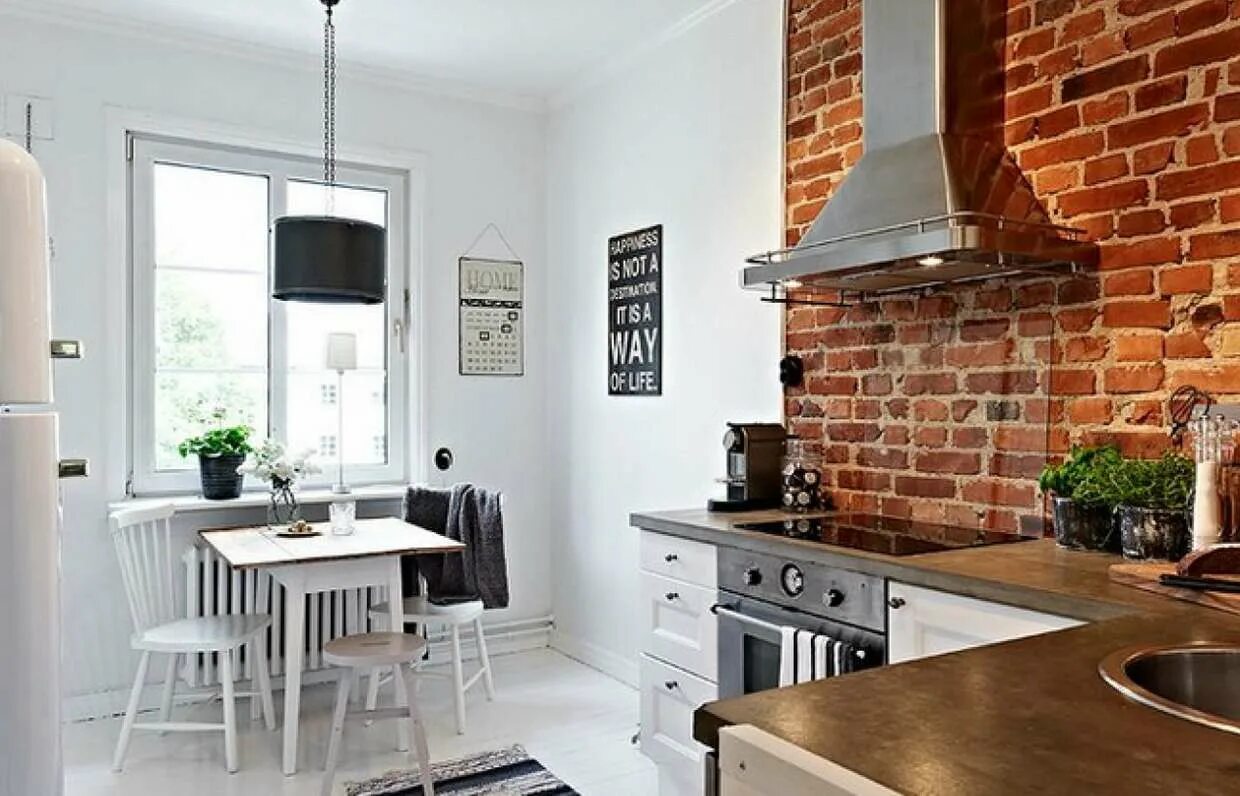 Кухня с кирпичной стеной фото 9 важных советов как покрасить кирпичную кладку - INMYROOM