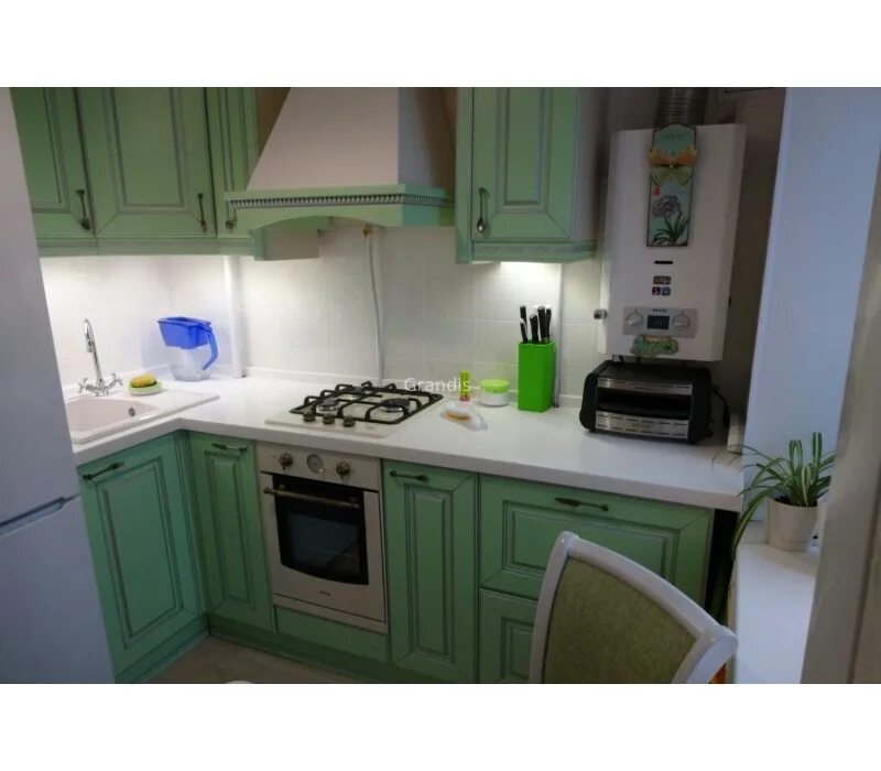 Кухня с колонкой в хрущевке планировка Купить кухню цвета индиго "Диаманте" по цене от 17644руб. от фабрики Grandis Мос