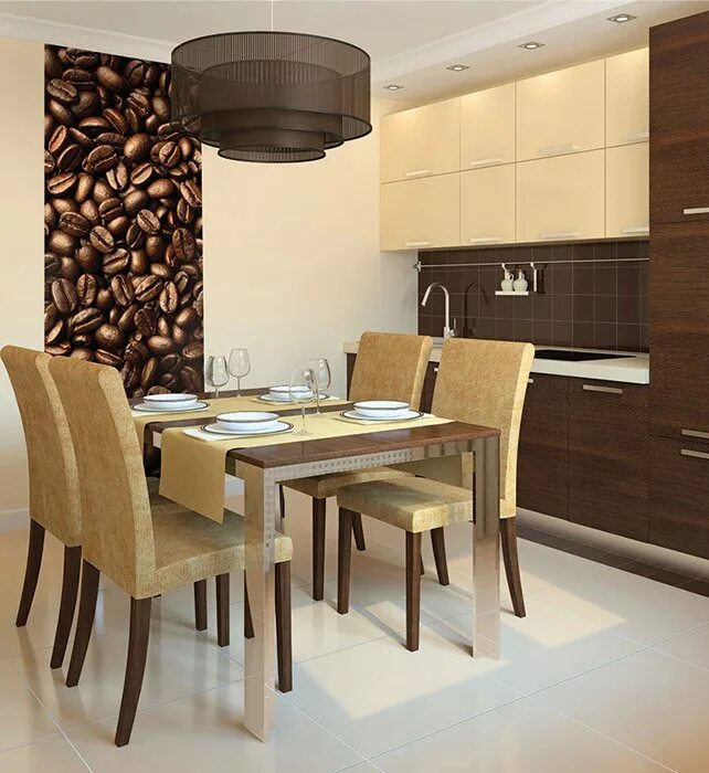 Кухня с коричневыми обоями фото Фотопанно холст "Кофе", 100*270 см купить в интернет-магазине ShtoraNaDom.ru