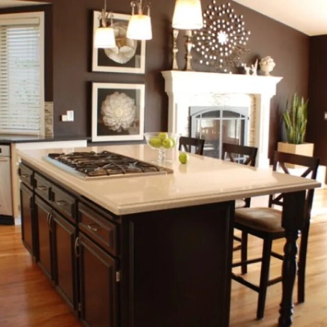 Кухня с коричневыми стенами фото Benjamin Moore Hasbrouck Brown HC-71 Kitchen remodel, Brown kitchens, Kitchen wa