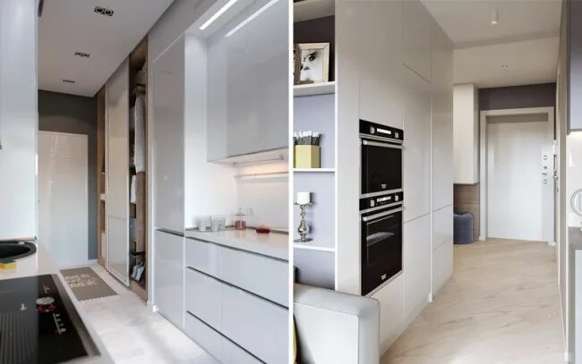 Кухня с коридором дизайн фото Стильные кухни шкаф в прихожую