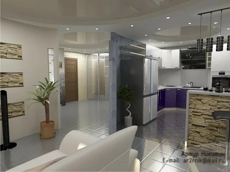 Кухня с коридором дизайн фото Кухня гостиная и прихожая - Фрилансер Артур Никитин ar2rnik - Портфолио - Работа