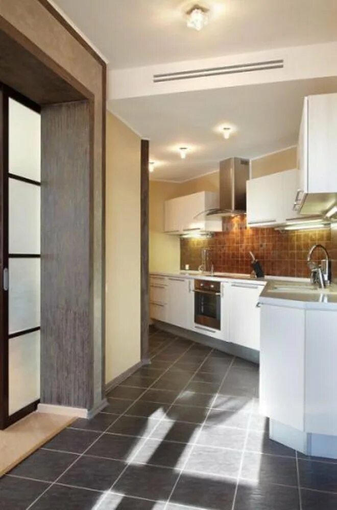 Кухня с коридором дизайн фото Кухня в коридоре: согласование переноса и способы оформления