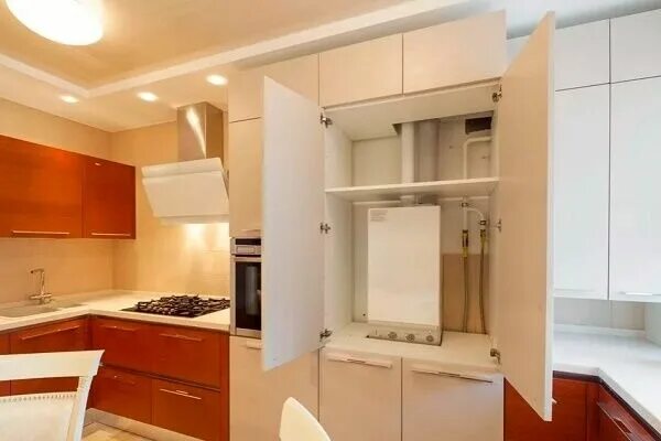 Кухня с котлом отопления дизайн Как спрятать газовый котел на кухне: лучшие дизайнерские решения