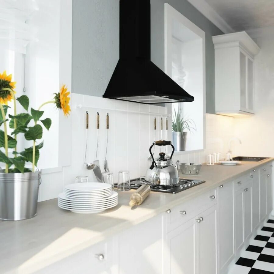 Кухня с купольной вытяжкой фото в интерьере Вытяжка настенная Zorg Technology Bora 1000 1М Black - характеристики на Мегамар