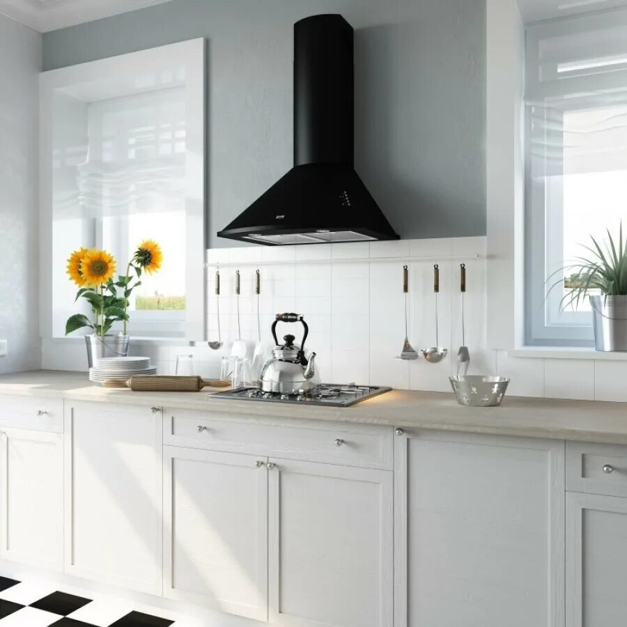 Кухня с купольной вытяжкой фото в интерьере Вытяжка настенная Zorg Technology Bora 1000 1М Black - характеристики на Мегамар
