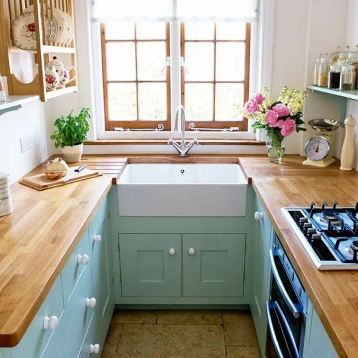 Кухня с маленьким окном фото 45 ideas para aplicar el color verde menta o mint en la cocina Small kitchen dec