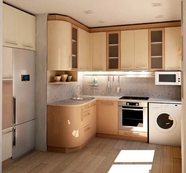 Кухня с маленьким углом дизайн фото Угловая кухня для маленькой кухни с холодильником мойкой фото - DelaDom.ru