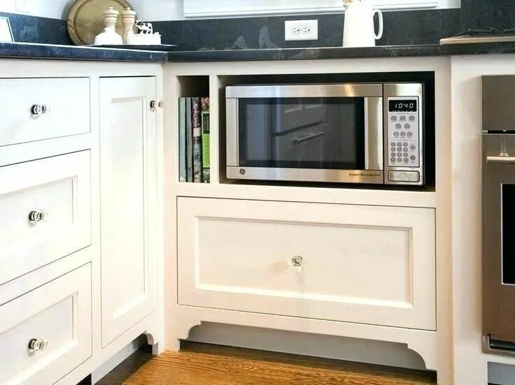 Кухня с микроволновкой в верхнем шкафу фото microwave cabinet - Google Search Microwave in kitchen, Microwave cabinet, Under