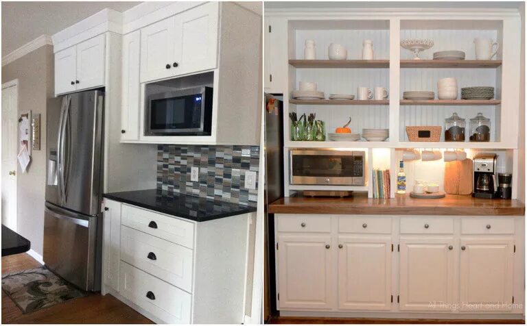 Кухня с микроволновкой в верхнем шкафу фото Микроволновка в нижний шкаф - Гранд Проект Декор.ру