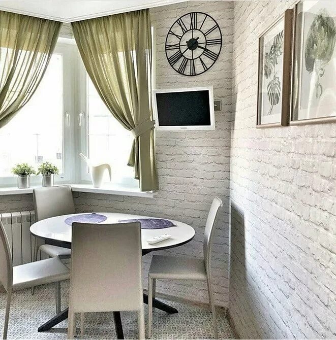 Кухня с обоями под кирпич дизайн фото Обои под кирпич в интерьере: современные идеи дизайна на фото ivd.ru
