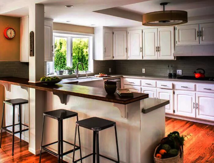 Кухня с островом барной стойкой фото Глубина барной стойки HeatProf.ru