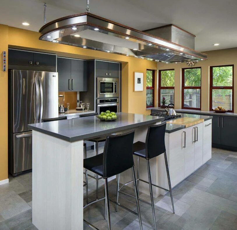 Кухня с островом барной стойкой фото Кухня с островом: 80+ фото примеров, особенности дизайна и планировки