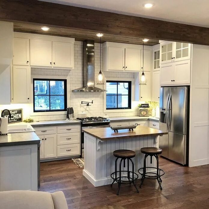 Кухня с островом в частном доме фото ❤ 93 kitchen decorating models with the most desirable bar stools 81 Kitchen rem