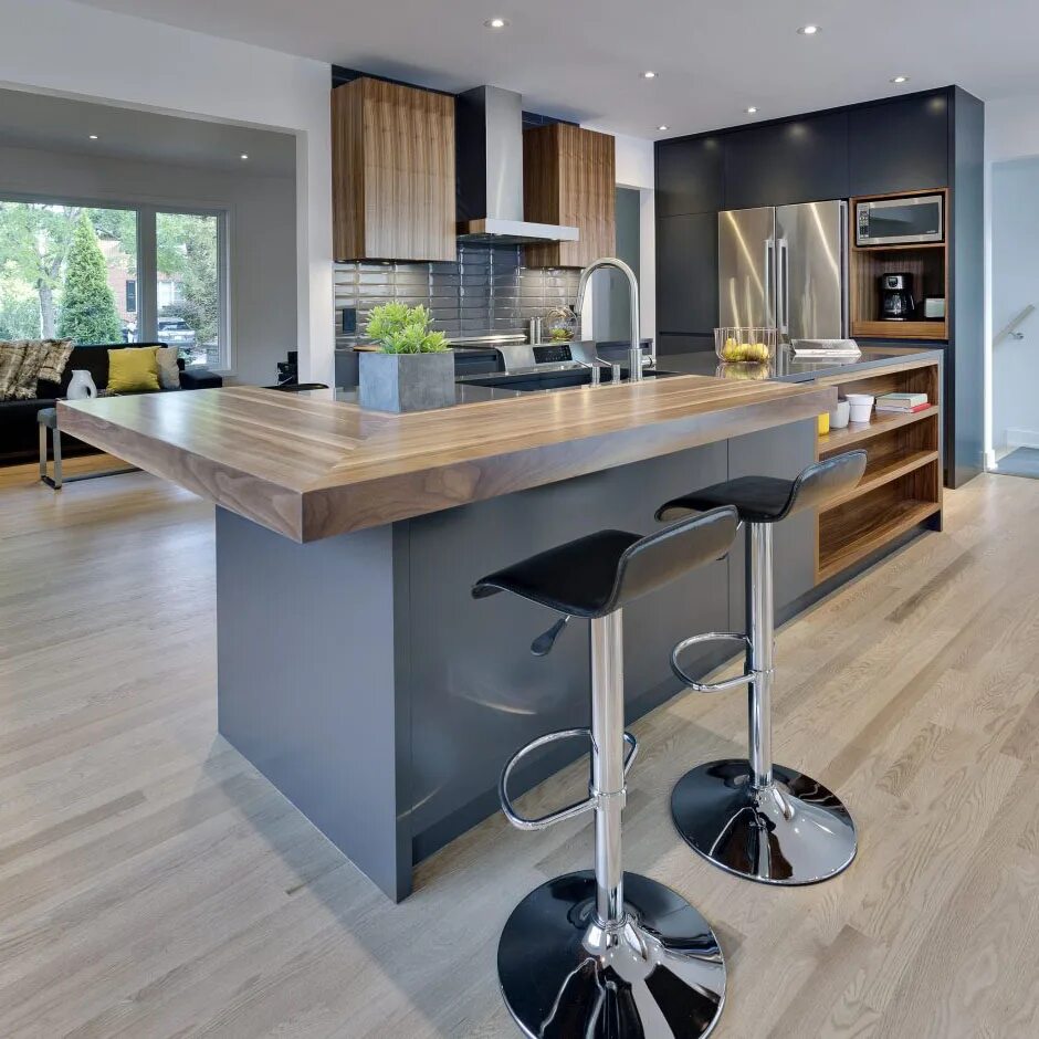 Кухня с островом в частном доме фото Кухонный гарнитур с островом купить по низкой цене в Екатеринбурге