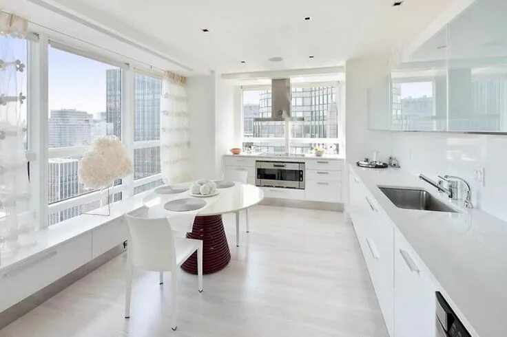 Кухня с панорамными окнами дизайн фото Decoracao apartamento NY 4 Keuken, Wet bars