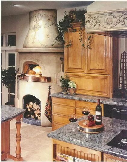 Кухня с печкой фото traditional kitchen with wood fired oven Indoor pizza oven, Pizza oven outdoor k