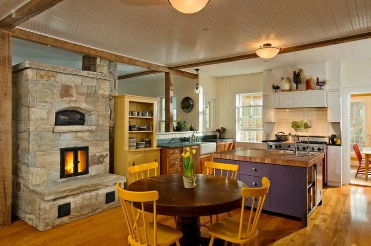 Кухня с печкой в частном доме дизайн Эклектика в интерьере: фото и основные черты Kitchen fireplace, Kitchen remodel 