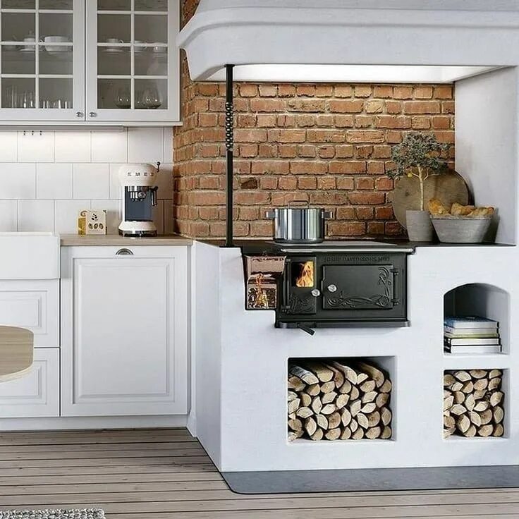 Кухня с печкой в частном доме дизайн Pin on Печи и камины Kitchen fireplace, Kitchen, Home