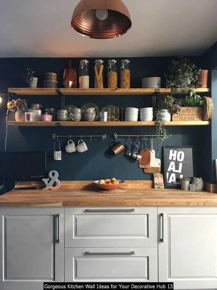 Кухня с полками вместо навесных шкафов фото 20+ Gorgeous Kitchen Wall Ideas for Your Decorative Hub Accent wall in kitchen, 