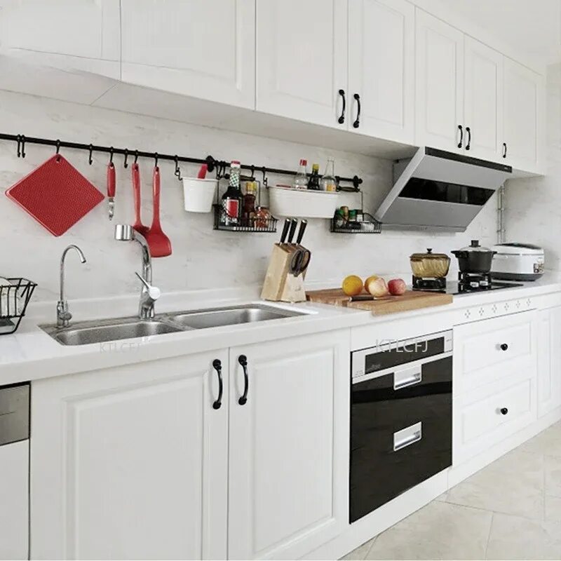 Кухня с ручками фото в интерьере Мебель для шкафа с черной дугой для мебели, современный шкаф для хранения из алю