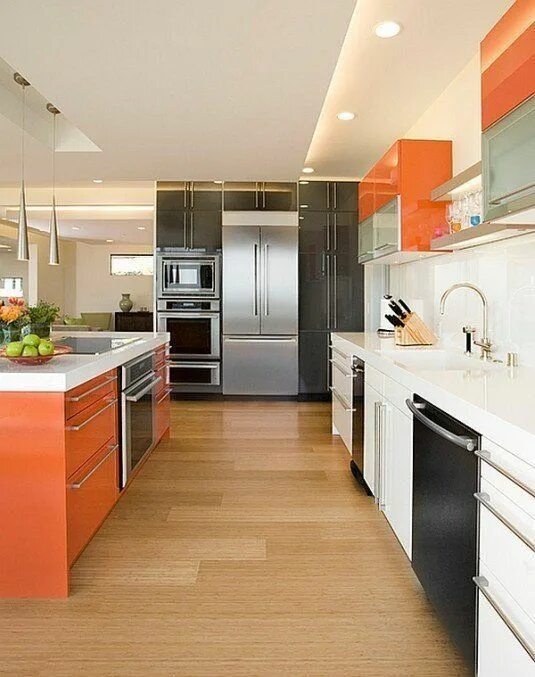 Кухня с рыжим полом в интерьере фото 10 Beautiful Color Schemes For Modern Kitchen Kitchen design color, Contemporary