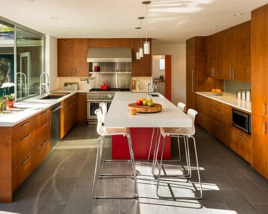 Кухня с рыжим полом в интерьере фото 15 Impresionantes Ideas de Diseño de Piso de Cocina Gris , 15 Impresionantes ide