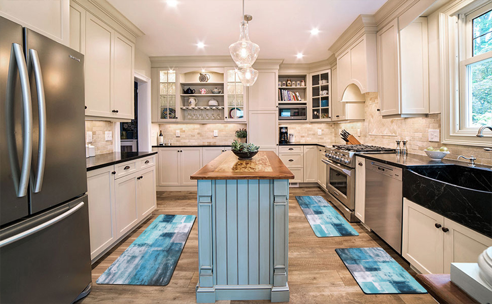 Кухня с рыжим полом в интерьере фото Amazon.com: Pauwer Kitchen Area Rug Sets 3 Piece with Runner Farmhouse Waterproo