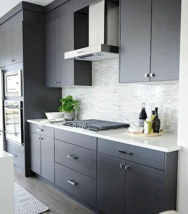 Кухня с серой техникой фото 49 Gorgeous Farmhouse Gray Kitchen Cabinet Design Ideas - Design Grey kitchen de