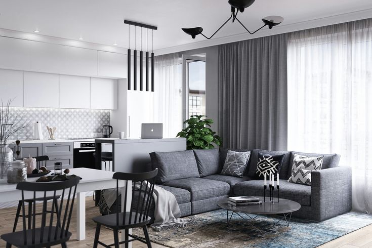 Кухня с серым диваном фото Pin by Радаева Наталья on 3dкартинки Sectional couch, Home, Furniture