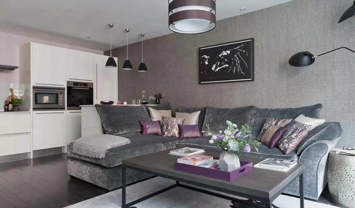 Кухня с серым диваном фото Дизайн гостиной в серых тонах: особенности, фото Contemporary interior design, C