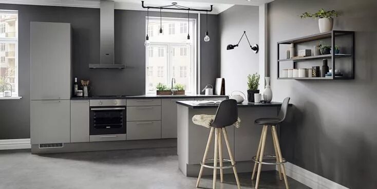 Кухня с серым полом в интерьере Quelle couleur de mur pour une cuisine et quels codes déco adopter Keuken ontwer