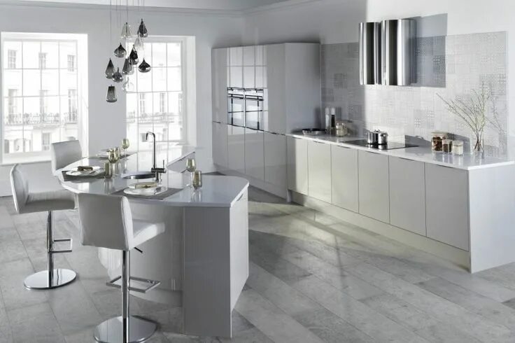Кухня с серым полом в интерьере Otto in Cashmere Gloss Contemporary kitchen, Grey kitchen inspiration, Kitchen d