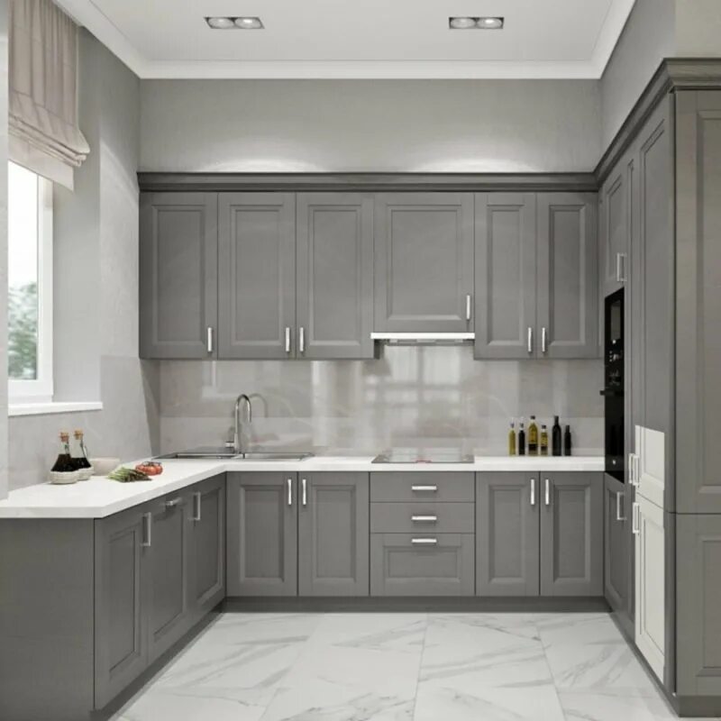 Кухня с серыми фасадами в интерьере Светло серый кухонный гарнитур (106 фото) - фото - картинки и рисунки: скачать б
