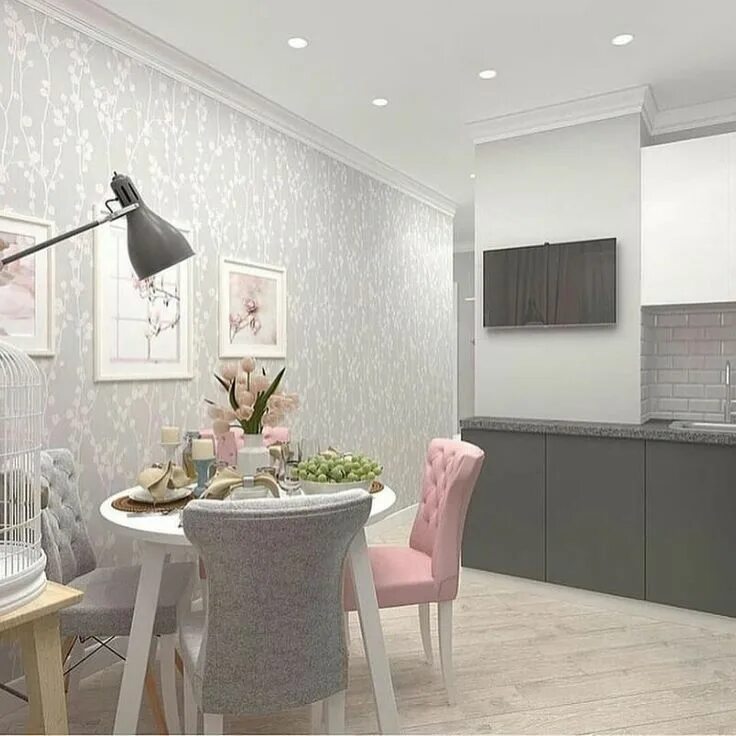 Кухня с серыми обоями дизайн фото Школа Ремонта on Instagram: "Очень нежный и гармоничный проект кухни . А что гла