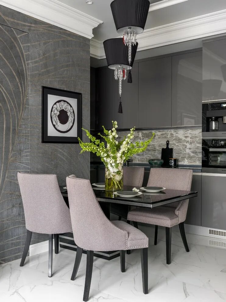 Кухня с серыми обоями дизайн фото Оттенки Серого - Современный - Кухня - Москва - от эксперта Andrey Volkov Houzz 