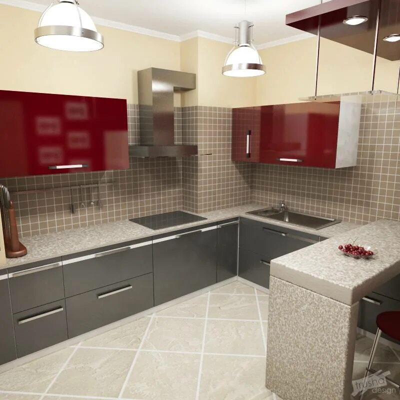 Кухня с шахтой дизайн Кухни с вентиляционным коробом в углу фото - DelaDom.ru