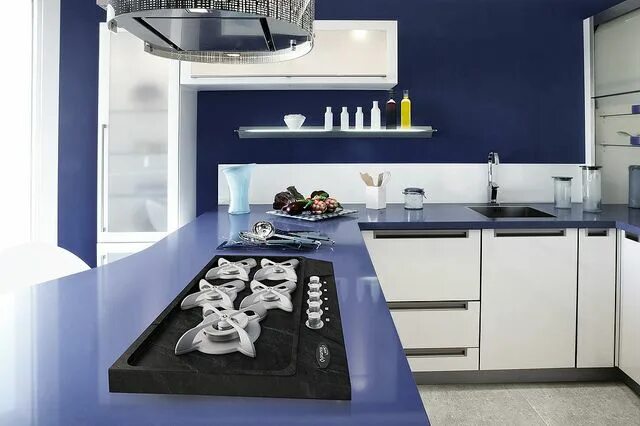 Кухня с синей столешницей фото Collection 2012 Modern kitchen countertops, Blue kitchen interior, Popular kitch
