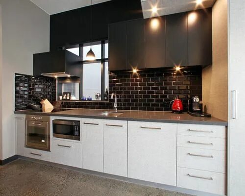 Кухня с темным фартуком фото 18 Black Subway Tiles in Modern Kitchen Design Ideas Kitchen Kitchen furniture, 