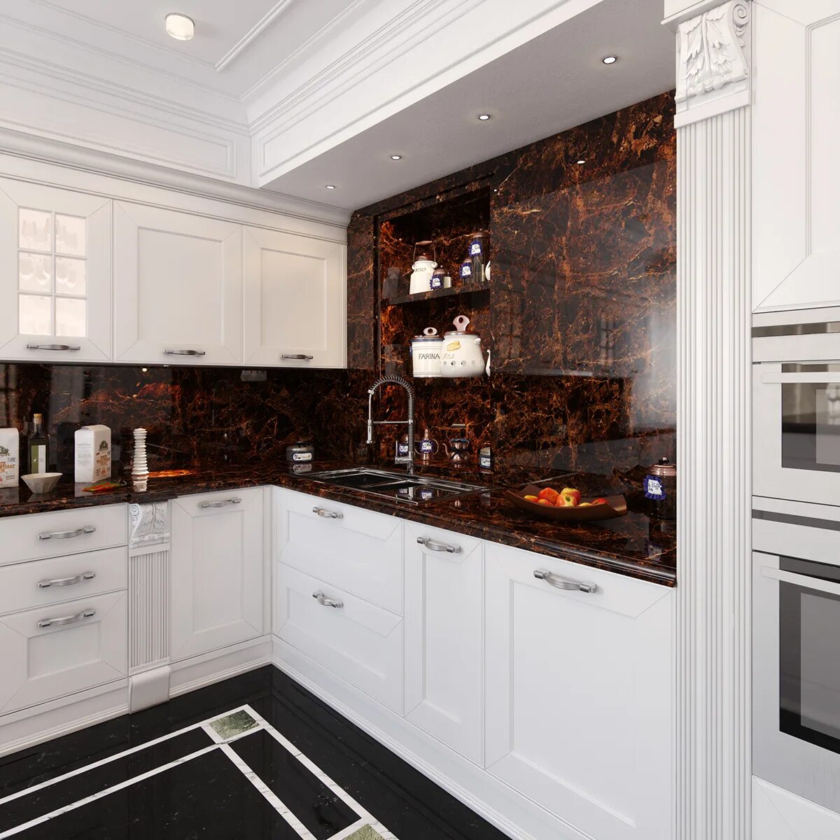 Кухня с темным фартуком фото Interior apartments in Saint Petersburg. :: Behance