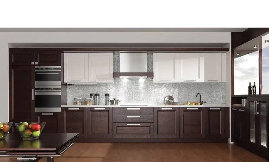 Кухня с темными фасадами фото Кухонный гарнитур Альба Бьянко Купить кухонный гарнитур Альба Бьянко в Рязани по