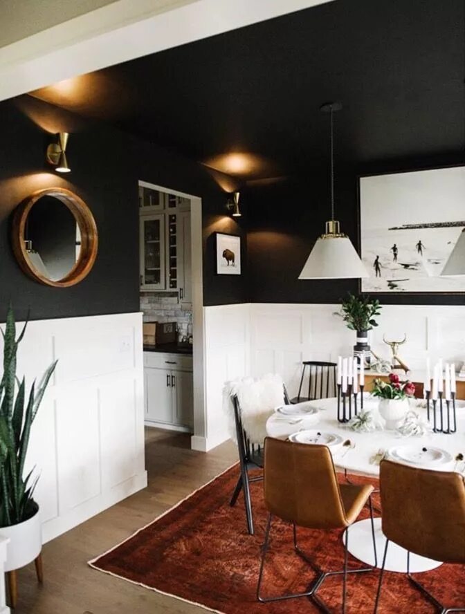 Кухня с темными стенами интерьер 45+ Beautiful Wall Decals Ideas Art and Design Dining room design modern, Modern