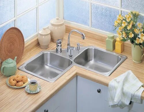 Кухня с угловой мойкой дизайн Kitchen Sinks - Kitchen Sinks Houzz Cocina con fregadero en esquina, Muebles aer