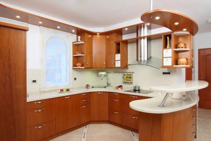 Кухня с угловой стойкой фото Pin de Berónica Quintana en tele (con imágenes) Telas